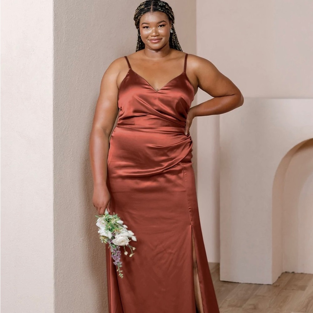Revelry Satin Bridesmaid Dress Rory Style new with tags terracota rust
